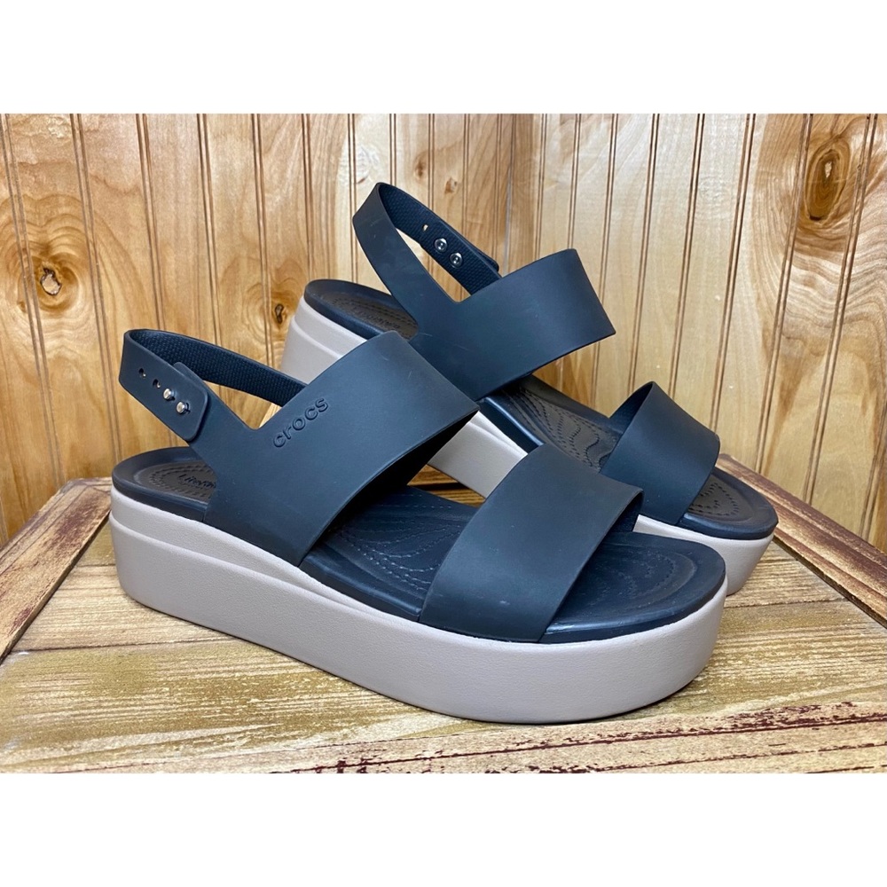 Crocs Brooklyn Low Wedge Sandals Women’s Size 10 Black